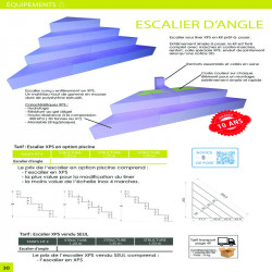 ESCALIER D'ANGLE DETENTE PISCINE BOIS/PVC