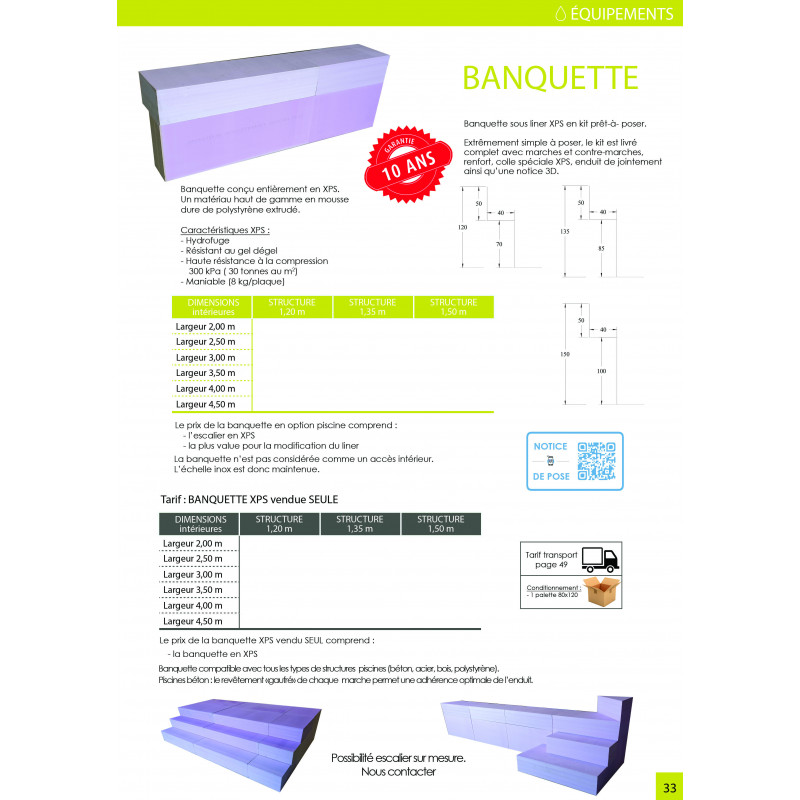 BANQUETTE PISCINE DETENTE BOIS/PVC
